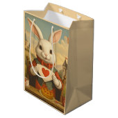 Whimsical White Rabbit Hearts Enchanted Wonderland Medium Cadeauzakje (Achterkant Gekanteld)