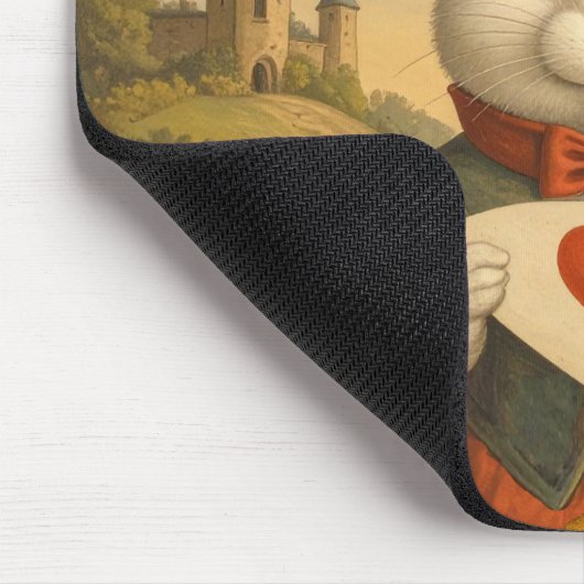 Whimsical White Rabbit Hearts Enchanted Wonderland Muismat (Hoek)