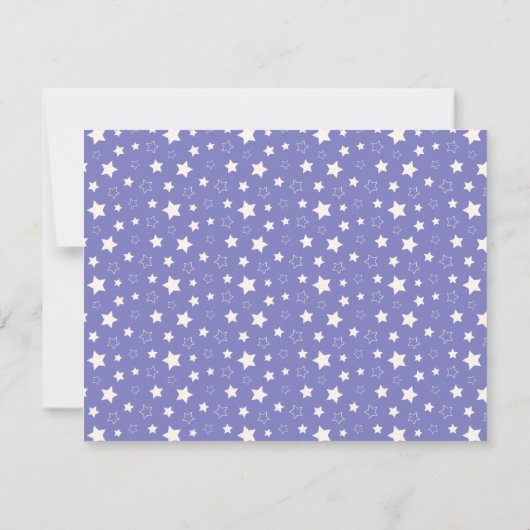 Whimsical White Stars Periwinkle Blue Monogram Notitiekaartje (Achterkant)
