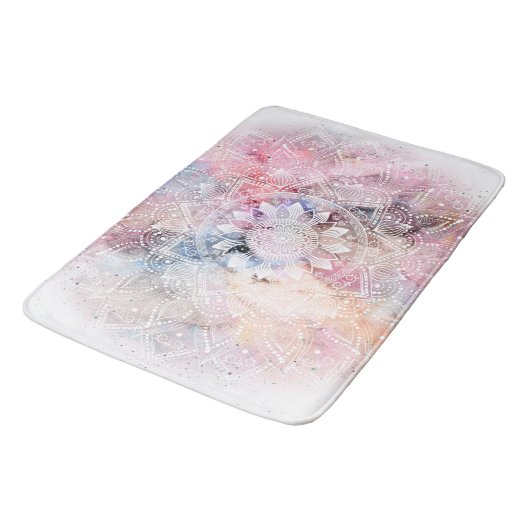Whimsical White waterverf mandala design Badmat (Gekanteld)