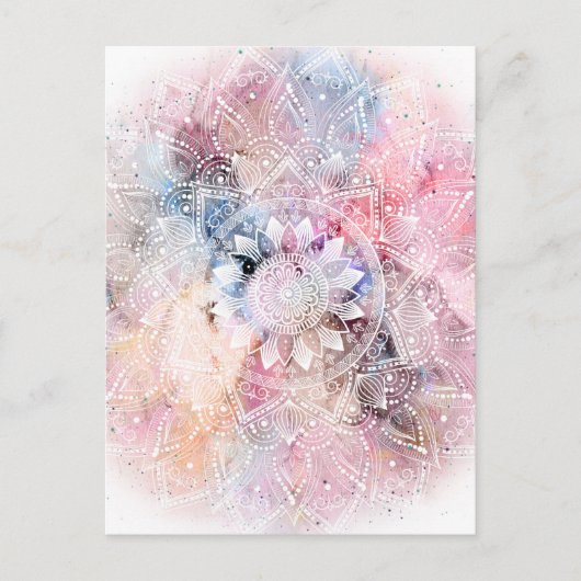Whimsical White waterverf mandala design Briefkaart (Voorkant)