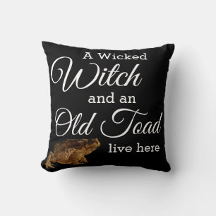 Whimsical Wicked Witch et Old Toad Coussin