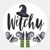 Whimsical Wicked Witchy Witch Halloween Ronde Sticker (Voorkant)