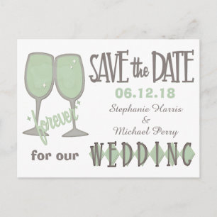 Whimsical Wijnglazen Save The Date Wedding Aankondigingskaart