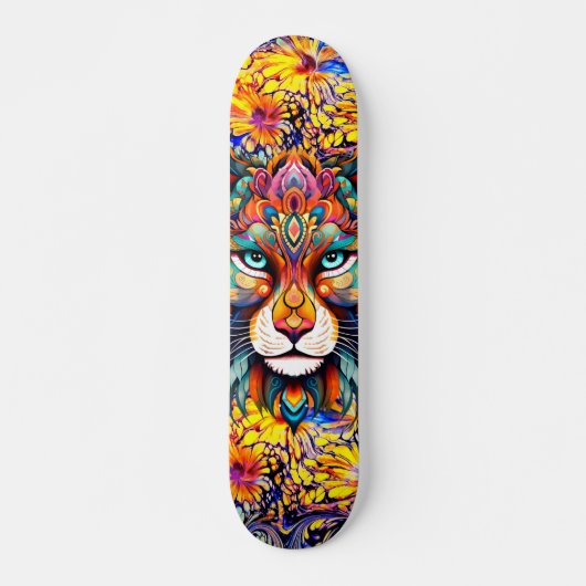 Whimsical Wild Tiger Abstrait Art Skateboard Deck (Devant)