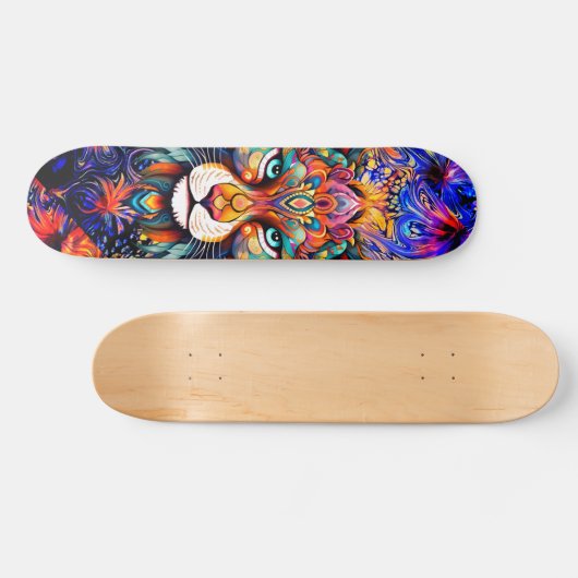 Whimsical Wild Tiger Abstrait Art Skateboard Deck (Horz)