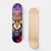 Whimsical Wild Tiger Abstrait Art Skateboard Deck (Recto)