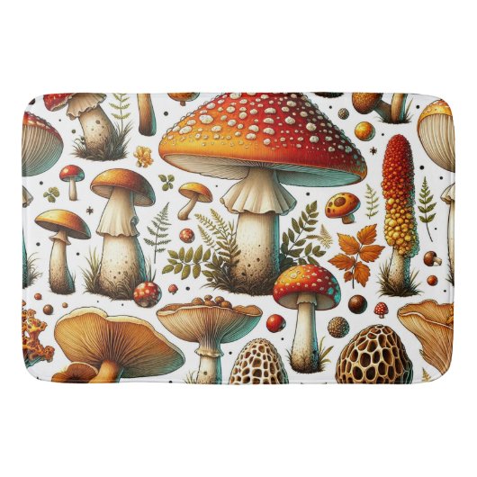 Whimsical wilde paddenstoelen badmat (Voorkant)
