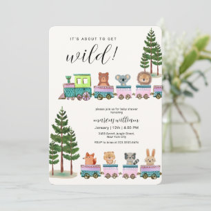 Whimsical Wilde Safari Dieren Trein Baby Shower Kaart