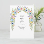Whimsical Wildflower Arch Wedding Invitation Kaart (Staand voorkant)