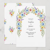 Whimsical Wildflower Arch Wedding Invitation Kaart (Voorkant / Achterkant)