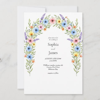 Whimsical Wildflower Arch Wedding Invitation Kaart