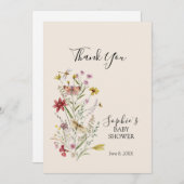 Whimsical Wildflower Baby in bloei Bedankkaart (Voorkant / Achterkant)