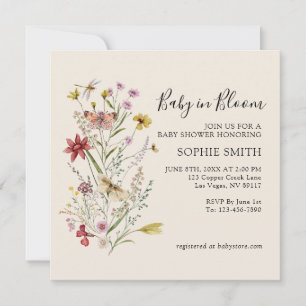 Whimsical Wildflower Baby in Bloom Invitation Kaart