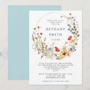 Whimsical Wildflower Baby shower Kaart
