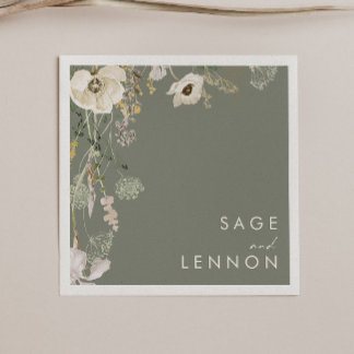 Whimsical Wildflower Bedow | Sage Green Wedding Servet
