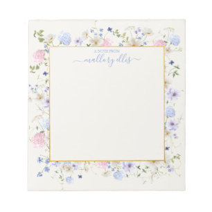 Whimsical Wildflower Bloemen Lijst met Goud Notitieblok