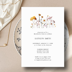 Whimsical Wildflower Boho Chic Bachelorette Party Kaart