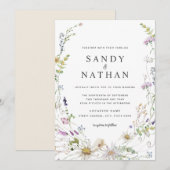 Whimsical Wildflower Botanische Bruiloft Uitnodigi Kaart (Voorkant / Achterkant)
