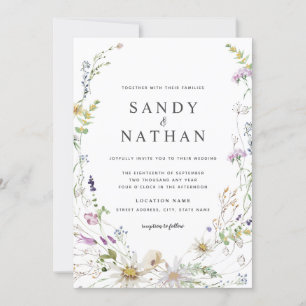 Whimsical Wildflower Botanische Bruiloft Uitnodigi Kaart