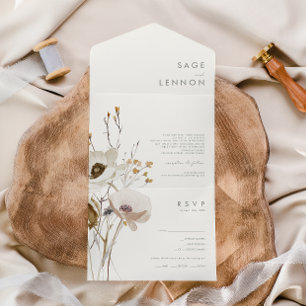 Whimsical Wildflower Bouquet Seal and Send All In One Uitnodiging