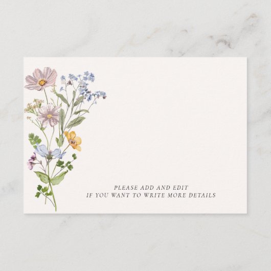 Whimsical Wildflower Details Enclosure Kaart (Achterkant)
