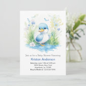 Whimsical Wildflower Duck Boy Baby shower Kaart (Staand voorkant)