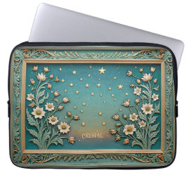 Whimsical Wildflower Evening Art Nouveau Blauwgroe Laptop Sleeve