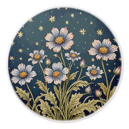 Whimsical Wildflower Evening Dusty Paarse Bloemen Keramische Knop