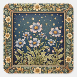 Whimsical Wildflower Evening Dusty Paarse Bloemen Vierkante Sticker