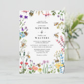 Whimsical Wildflower Garden Summer Boho Wedding Kaart (Staand voorkant)