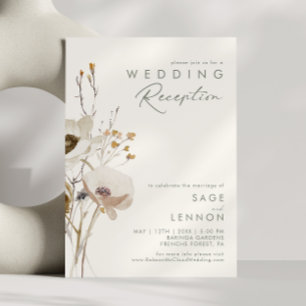 Whimsical Wildflower Ivorische Trouwreceptie Kaart