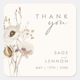 Whimsical Wildflower   Ivory Bedankt Sticker
