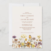 Whimsical Wildflower Ivory Cream Boho Wedding Kaart (Voorkant)