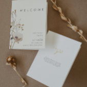 Whimsical Wildflower Ivory Folded Wedding Programm Programma