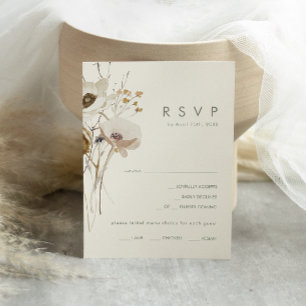 Whimsical Wildflower Ivory Menu Choice RSVP-kaar
