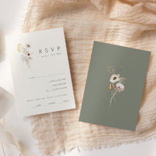 Whimsical Wildflower   Ivory Menu Choice RSVP-kaar