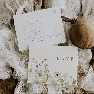 Whimsical Wildflower   Ivory Menu Choice RSVP-kaar