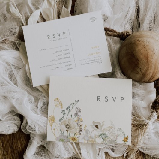 Whimsical Wildflower | Ivory Menu Choice RSVP-kaar