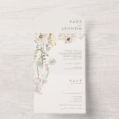 Whimsical Wildflower Ivory Photo Seal and Send All In One Uitnodiging (Binnen)
