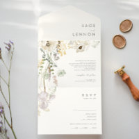 Whimsical Wildflower Ivory Photo Seal and Send