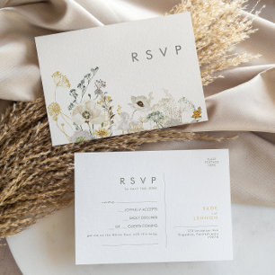 Whimsical Wildflower Ivory Song RSVP-kaart aanvrag Briefkaart