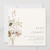 Whimsical Wildflower | Ivory Square Weddenschap Kaart (Voorkant)
