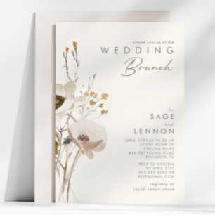 Whimsical Wildflower Ivory Wedding Brunch Kaart