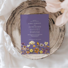 Whimsical Wildflower Lavender Boho Wedding Kaart