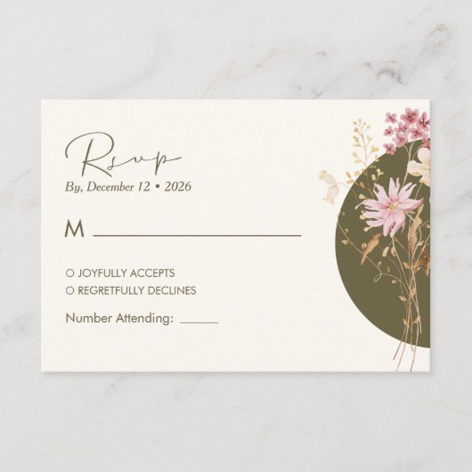 Whimsical Wildflower Lente Zomer herfst RSVP Informatiekaartje (Voorkant)