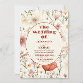 Whimsical Wildflower Meadow Bruiloft Kaart (Voorkant)