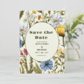Whimsical Wildflower Meadow Bruiloft Save The Date (Staand voorkant)