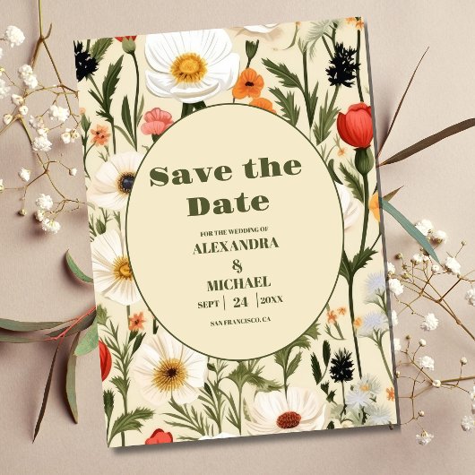 Whimsical Wildflower Meadow Bruiloft Save The Date