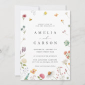 Whimsical Wildflower Meadow Wedding Invitation Kaart (Voorkant)